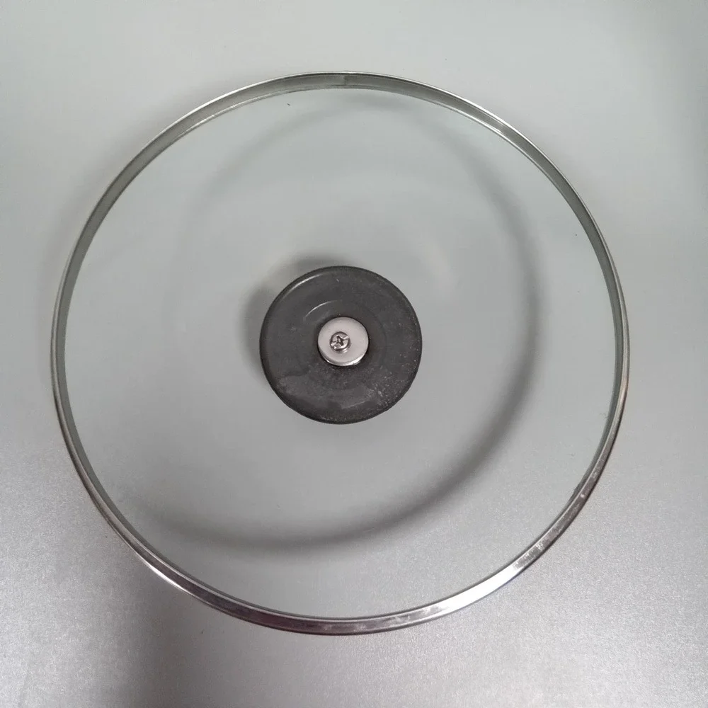 ELIM 8.25 Inch Tempered Glass Replacement‎ Lid Stainless Steel Rim Black Knob